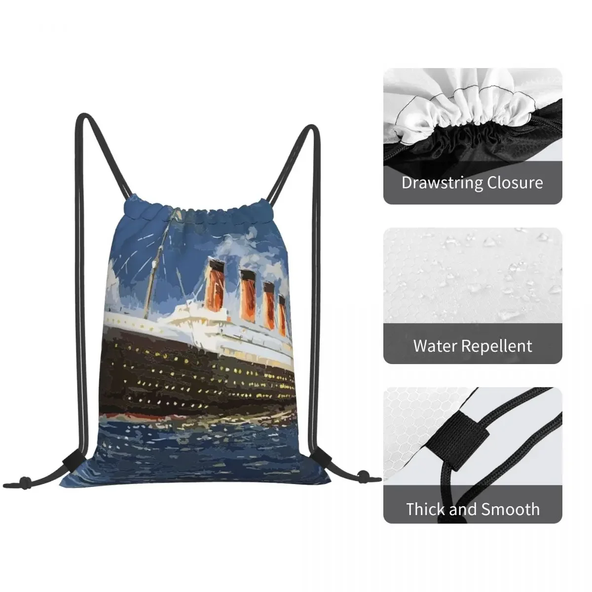 The Most Popular Ship Of All Times, Titanic. Backpacks Portable Drawstring Bundle Pocket Shoes Bag Book Bags for Travel Students