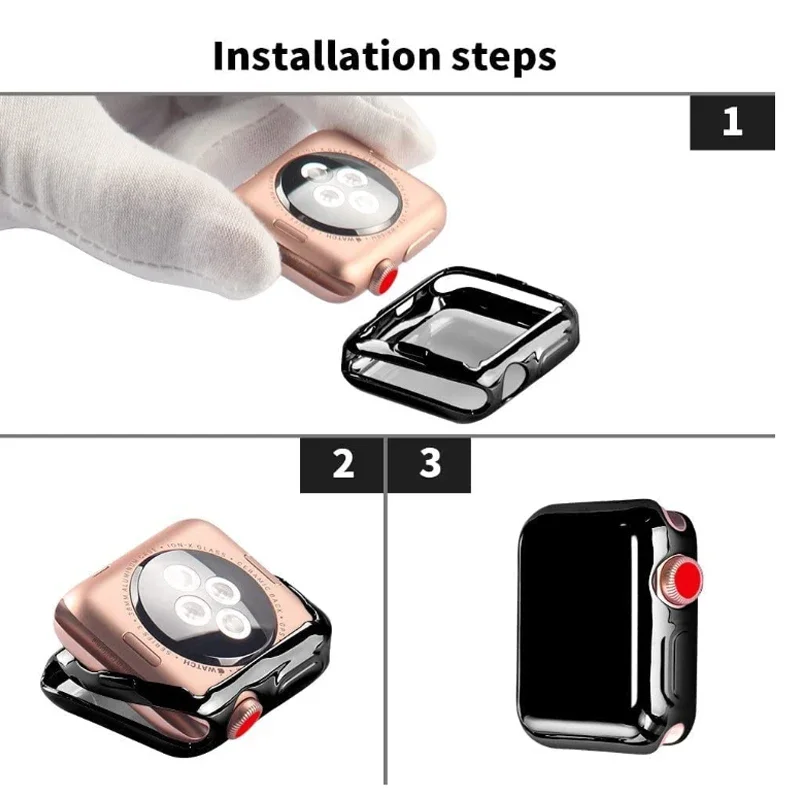 กรณี + ป้องกันหน้าจอสำหรับ Apple นาฬิกา Series 8/7/6/5/4/3/SE Soft Slim TPU IWatch 45มม.44มม.40มม.41มม.42มม.38มม.