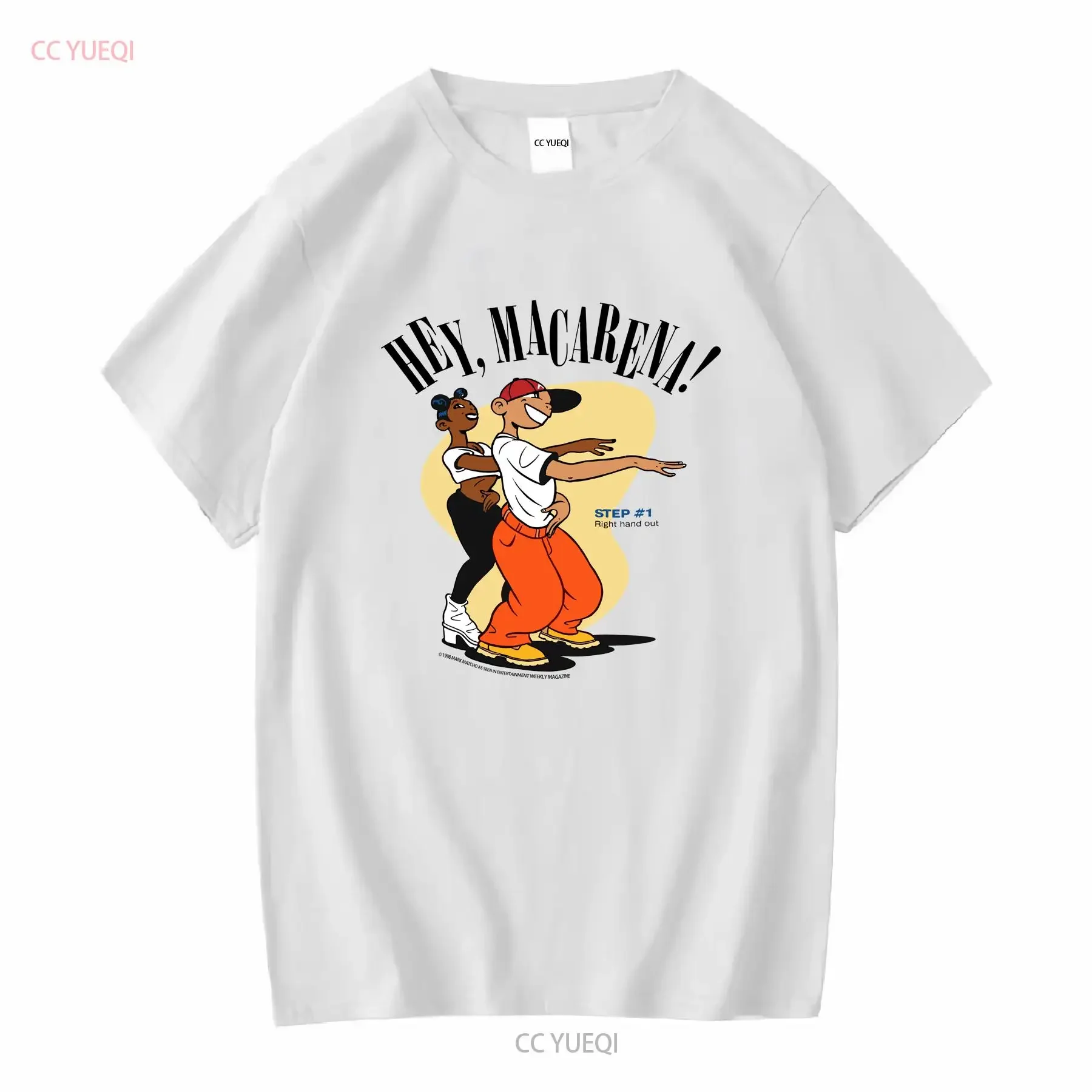 Vintage 1990s Hey Macarena instrucciones camiseta Dead stock NWOT nueva manga larga o corta vintage lavado streetwear homme Casual