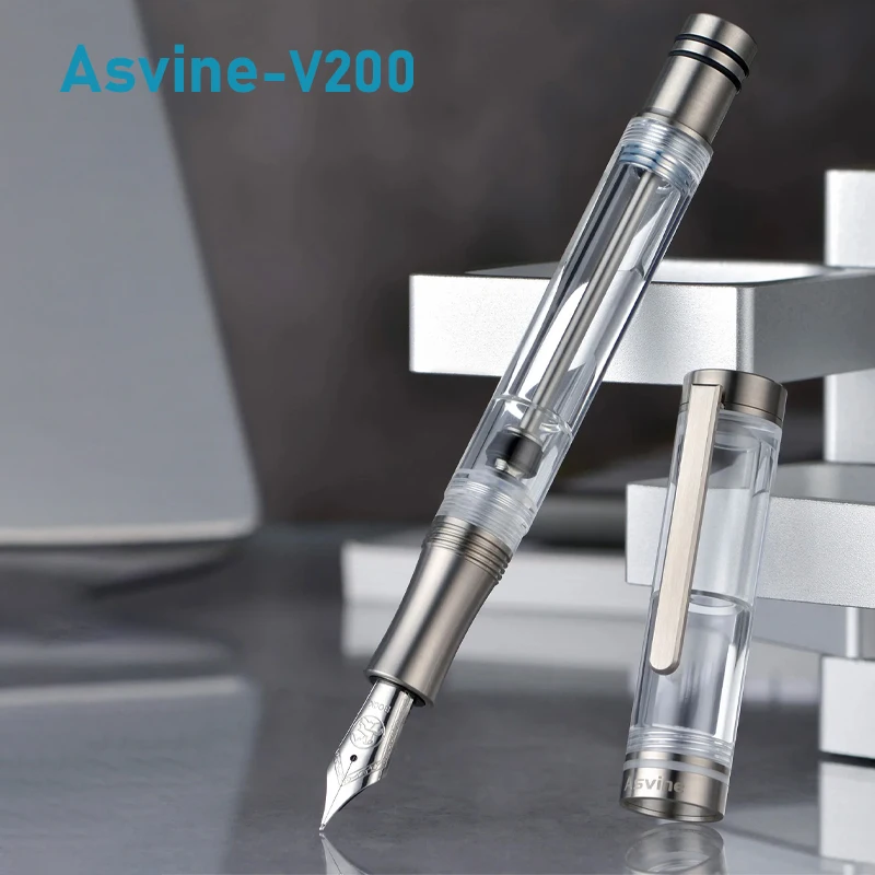 Asvine V200 Fountain Pen Bock / Asvine M/F/EF Nib Clear Transparent Acrylic Smooth Writing Pen Stationery Office School Supplies