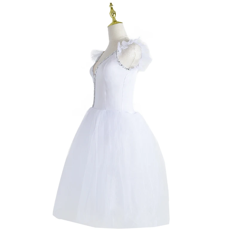 Tutu di balletto professionale lungo per bambini adulti Costume da balletto del Lago dei cigni Ballerina Abito da balletto per ragazze Performance Dancewear Top in velluto