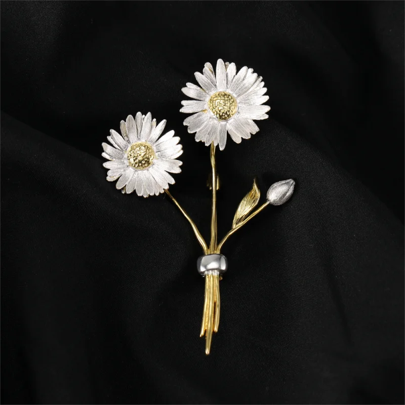 

Lotus Fun Chamomile in the Sun Brooches Pin for Women 925 Sterling Silver Fine Jewelry