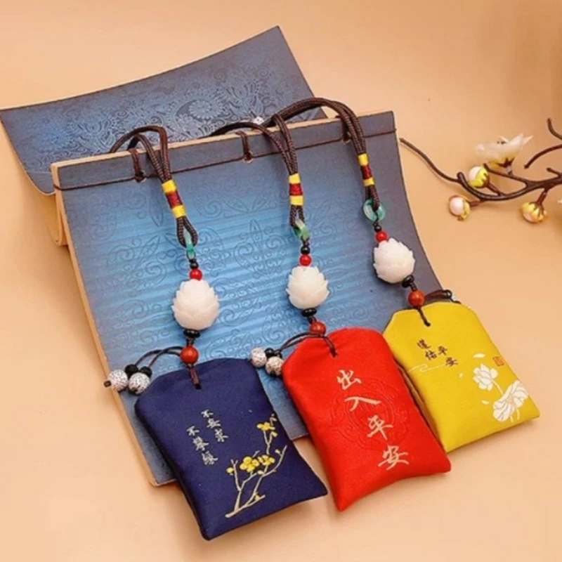 

New 1Pc Deodorants Car Pendant Cars Sachet Sachet Pendant Douyin Same Safety Symbol Rearview Mirror Lotus Pendant Gift Wholesale