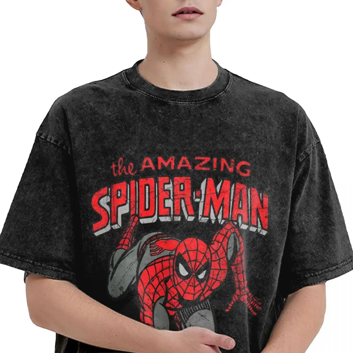 Nuovo arrivo Spider-Man Retro Comic Shirt Outfit uomo donna Spiderman Washed Tees t-Shirt Oversize