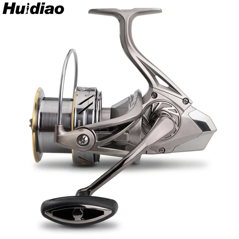HUIDIAO Heavy-duty Spinning Reel 8000 9000 10000 12000 14000 Big Pit Reel 4+1BB Long Cast Fishing Reel for Freshwater Saltwater