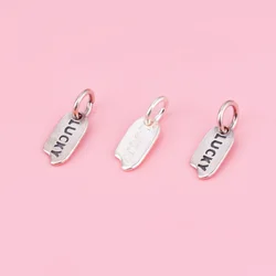 S925 Sterling Silver Vintage diy Material Accessory LUCKY Lucky Pendant DIY Material Bracelet Pendant Accessory