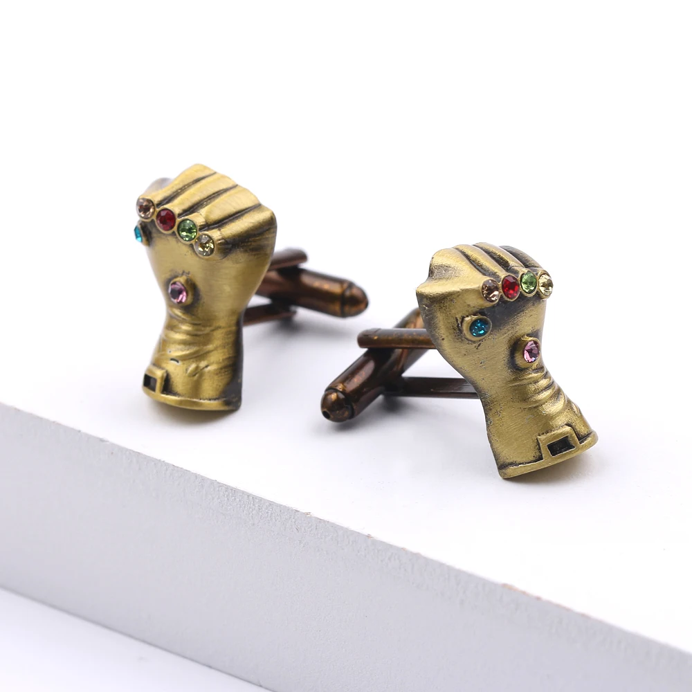 Marvel Thanos Infinity Gauntlet Cufflinks For Mens Shirt Cufflinks Fashion Vintage Jewelry Accessories