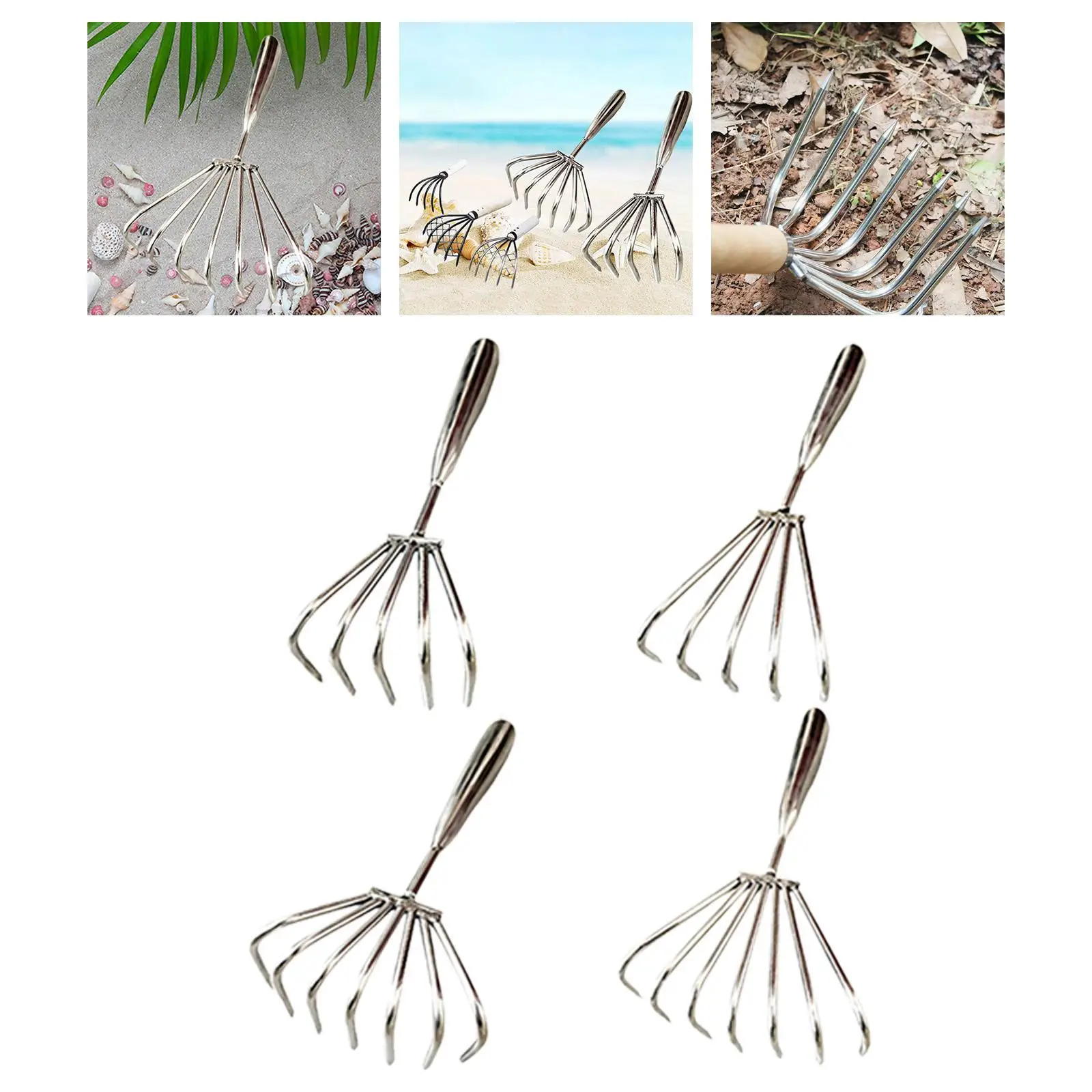 Stainless Steel Claw Rake Practical Easy to Use Lightweight Seafood Shell Digger Tool Hand Rake for Loosening Leaves Accessories