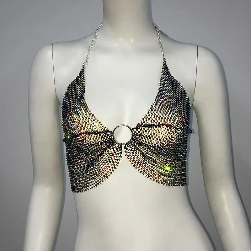 

Sexy Tight Me Bikini Top Women's Cross-Border Diamond Explosive Net Fiing Net Tank Top Super ort Ultra-Vest Design