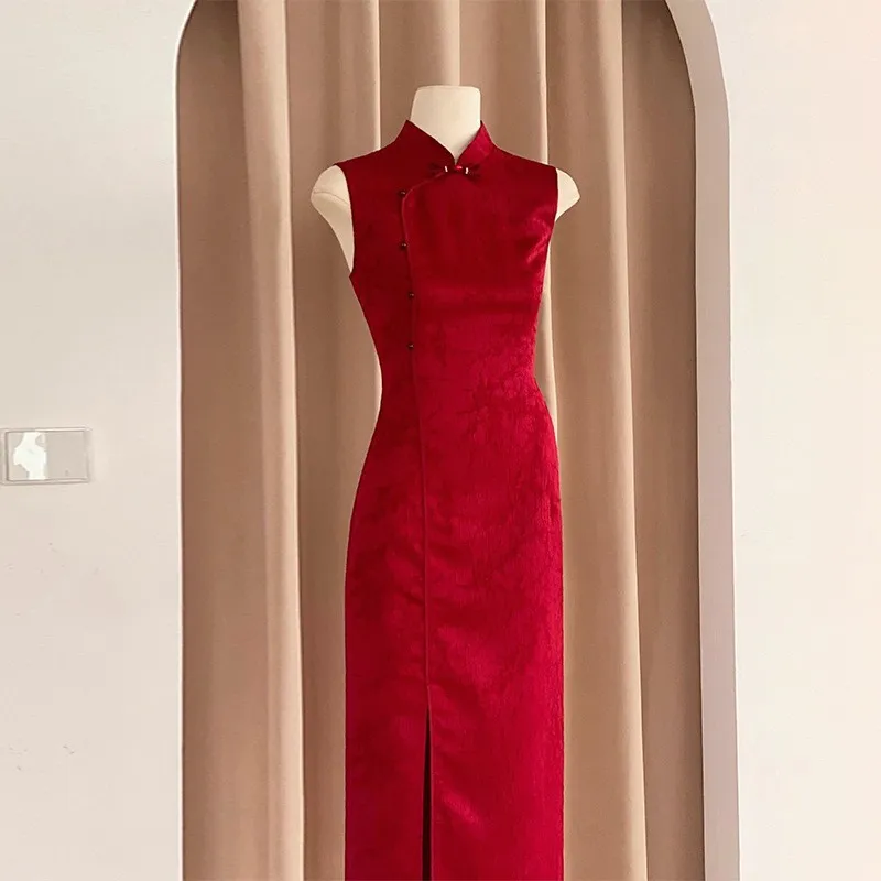 

Yourqipao Летнее красное платье для невесты в стиле ретро, красивое улучшенное Cheongsam, свадебное платье в китайском стиле для молодых девушек для женщин
