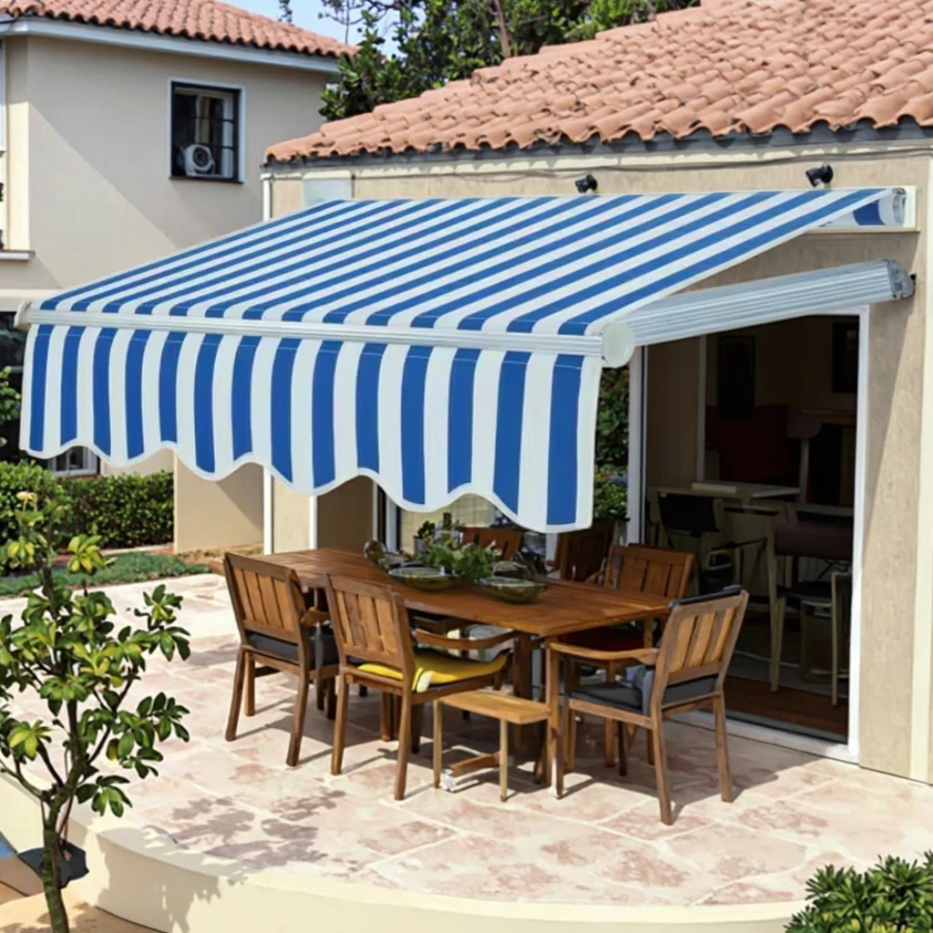 Remote Control Aluminum Alloy Retractable Awning Rain Protection Rain Canopy For Villa Balcony Outdoor Garden Terrace Modern