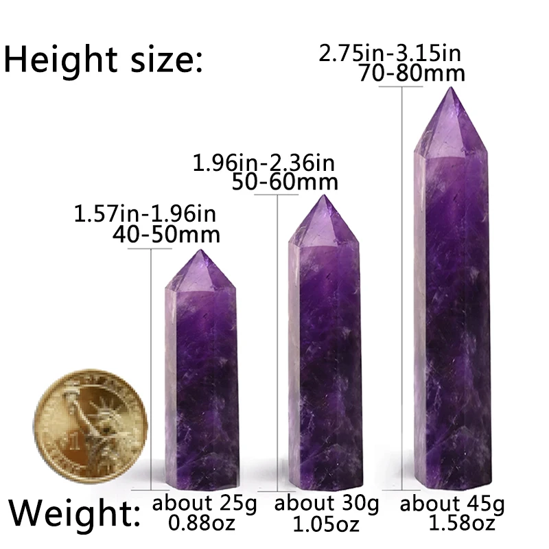 4PCS Natural Amethyst Column Handmade Transparent Polishing Love Gift Spiritual Healing Series Mineral Home Decoration Gift