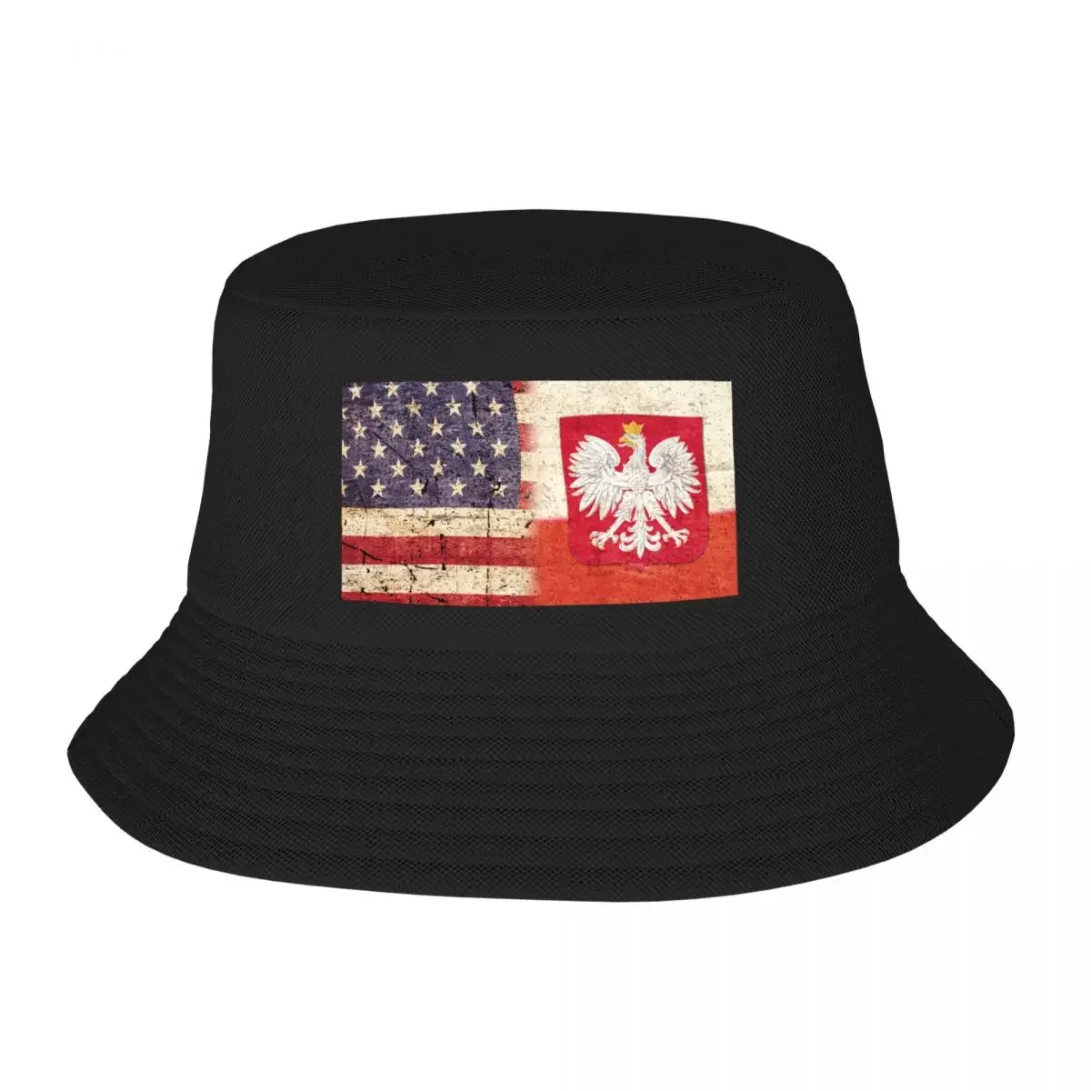 

Flag of Poland and Flag of USA, Polish Americans Gift Bucket Hat Kids Hat Hip Hop Men Caps Women's