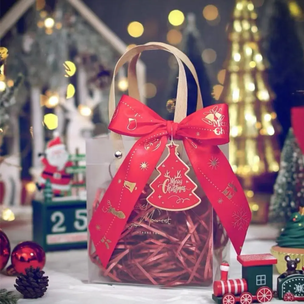 

Xmas Decoration Silk Christmas Gifts Bag Raffia Transparent Gift Wrap Bags Exquisite Portable Xmas Eve Tote Handbag Gifts Box
