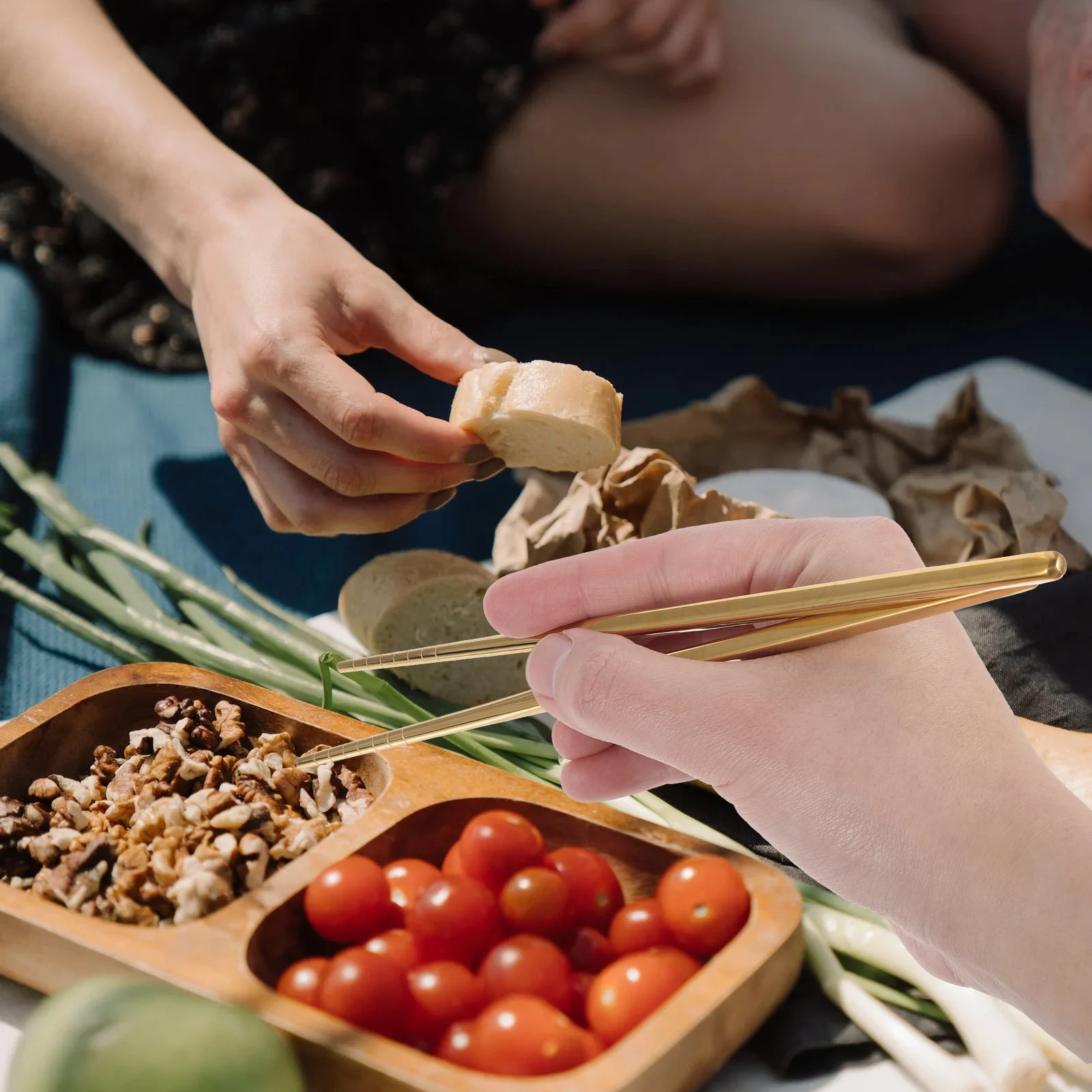 

Outdoor Tableware Chopstick Case Spoon Forks Spoons Portable Reusable Travel Silverware Set Cloth Wooden Lightweight Durable