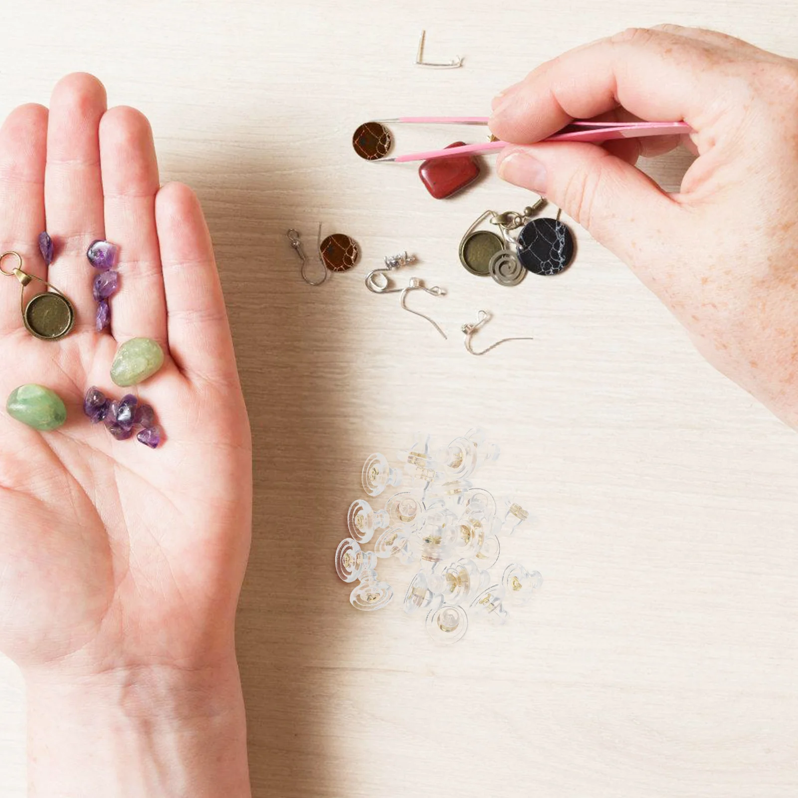 

25 Pcs UFO Stud Earrings Backings for Droopy Stopper Backs Cover Heavy Support Silicone Locking Lifter