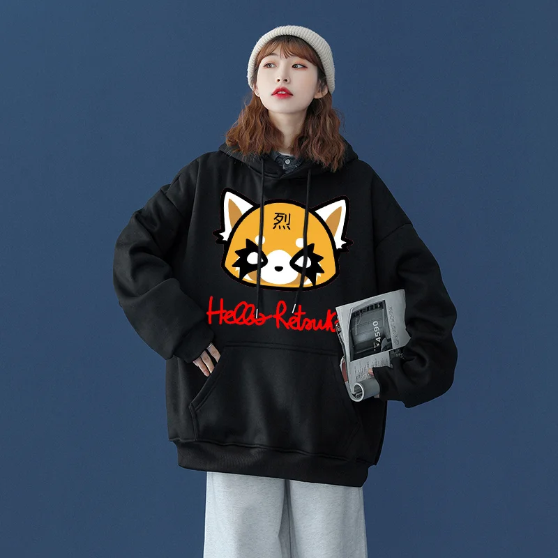 Sanrio Aggretsuko Men\'s and Women\'s Hoodie Casual Street Clothing Long sleeved Sweatshirt Boys and Girls Autumn Top Coat