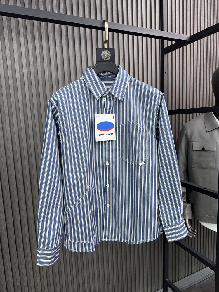 

Svip мужское повседневное хлопковое пальто с рисунком в полоску, удобная верхняя одежда с отложным воротником Full Sve, осенне-зимняя модная верхняя одежда