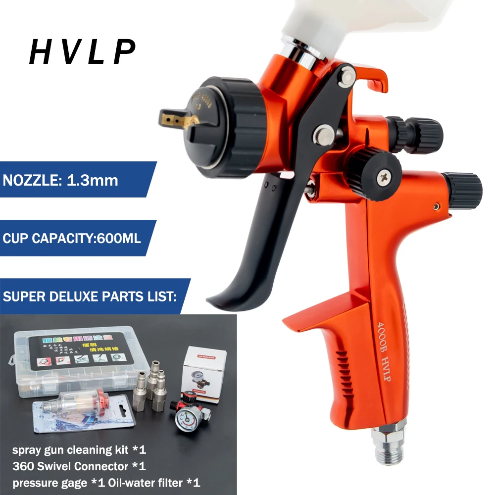 High Quality 4000B HVLP Spray Gun 1.3mm Stainless Steel Nozzle Atomization Professional Sprayer Paint Airbrush For Car Painting 