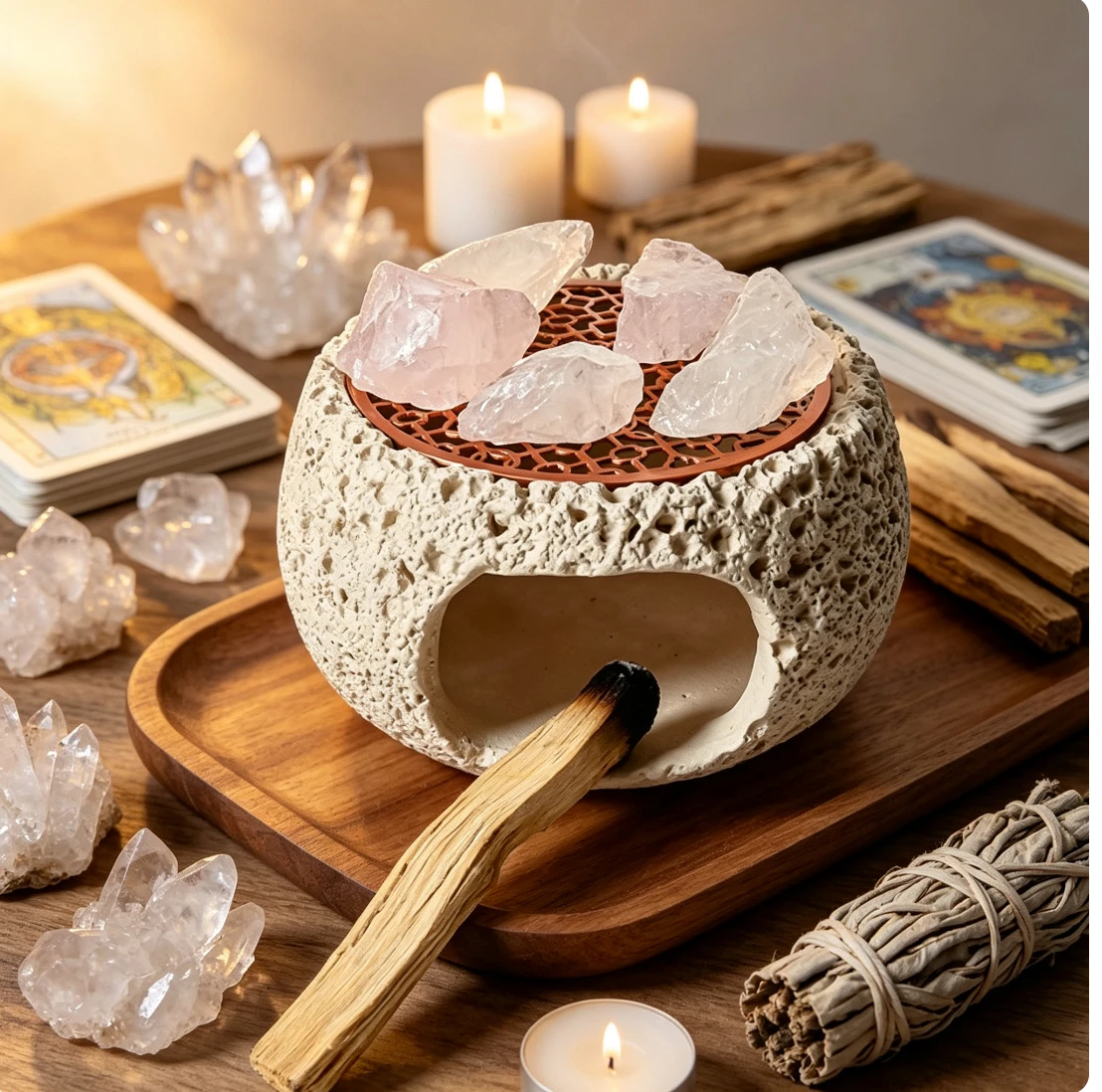 Cement Coated Burner,crystal Bracelet Cleaning Bracket,white Sage Cedar Incense Burner Forenergy Purification of Crystal Statues