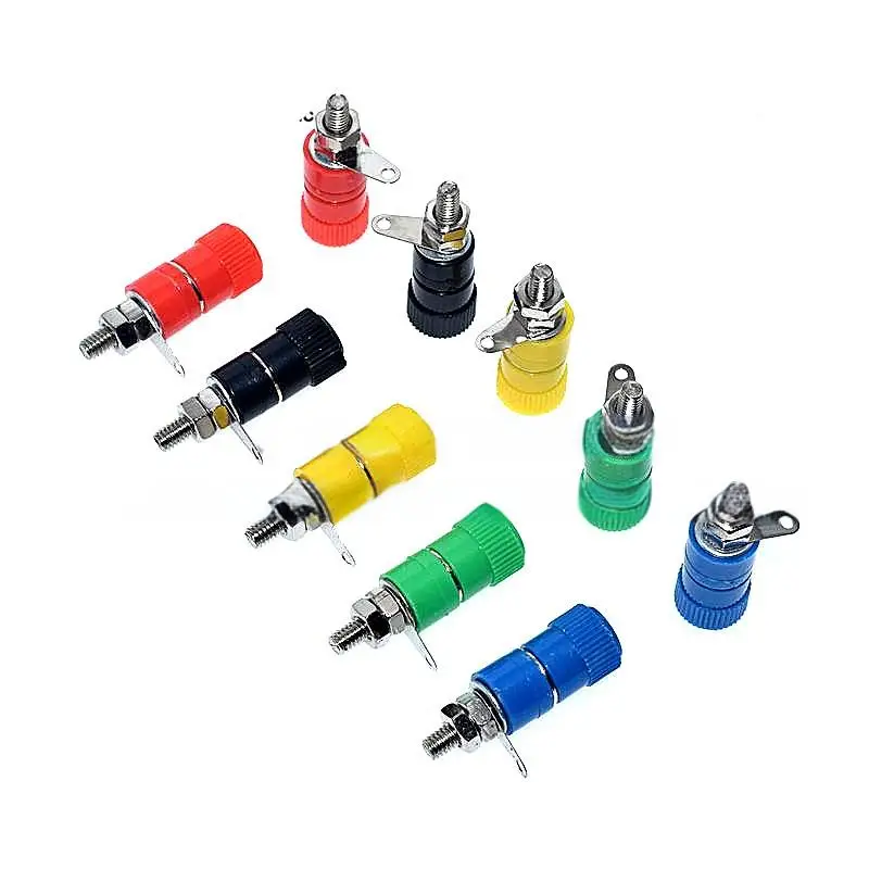 10pcs Terminal Block JS-910B - 4mm Banana Plug Socket Test Socket (Red, Black, Yellow, Blue, Green