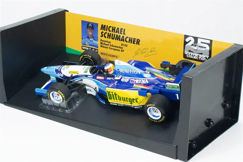 MINICHAMPS 1:18 F1 1995 BENETTON B195  #1 M.SCHUMACHER EUROPEAN Racing Model Car