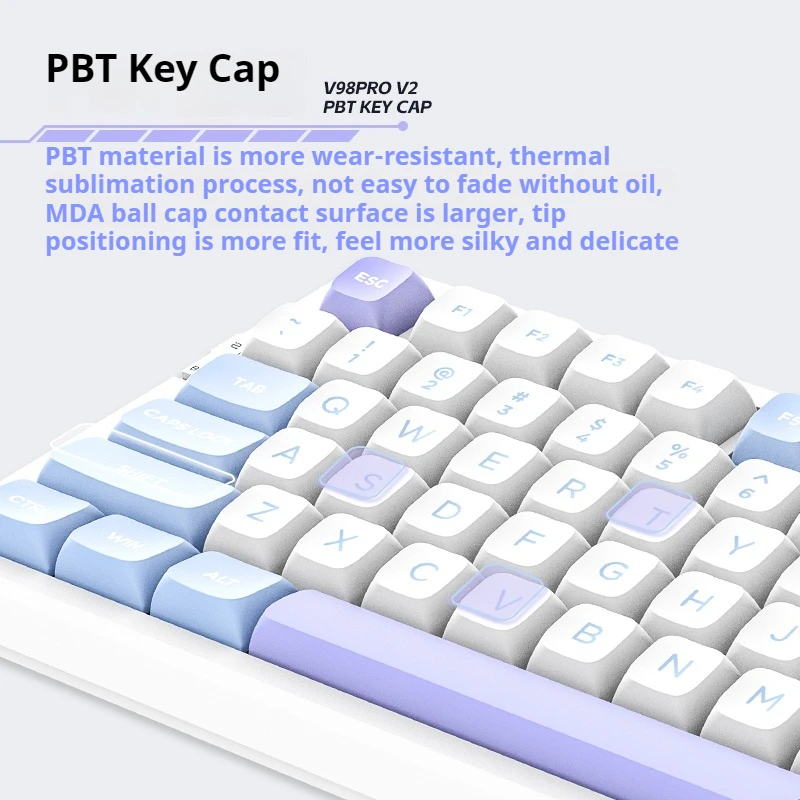 V98prov2 Polar Fox Three-Mode Hot Plug Bluetooth Gasket Durable Wireless Customized Game Mechanical Keyboard