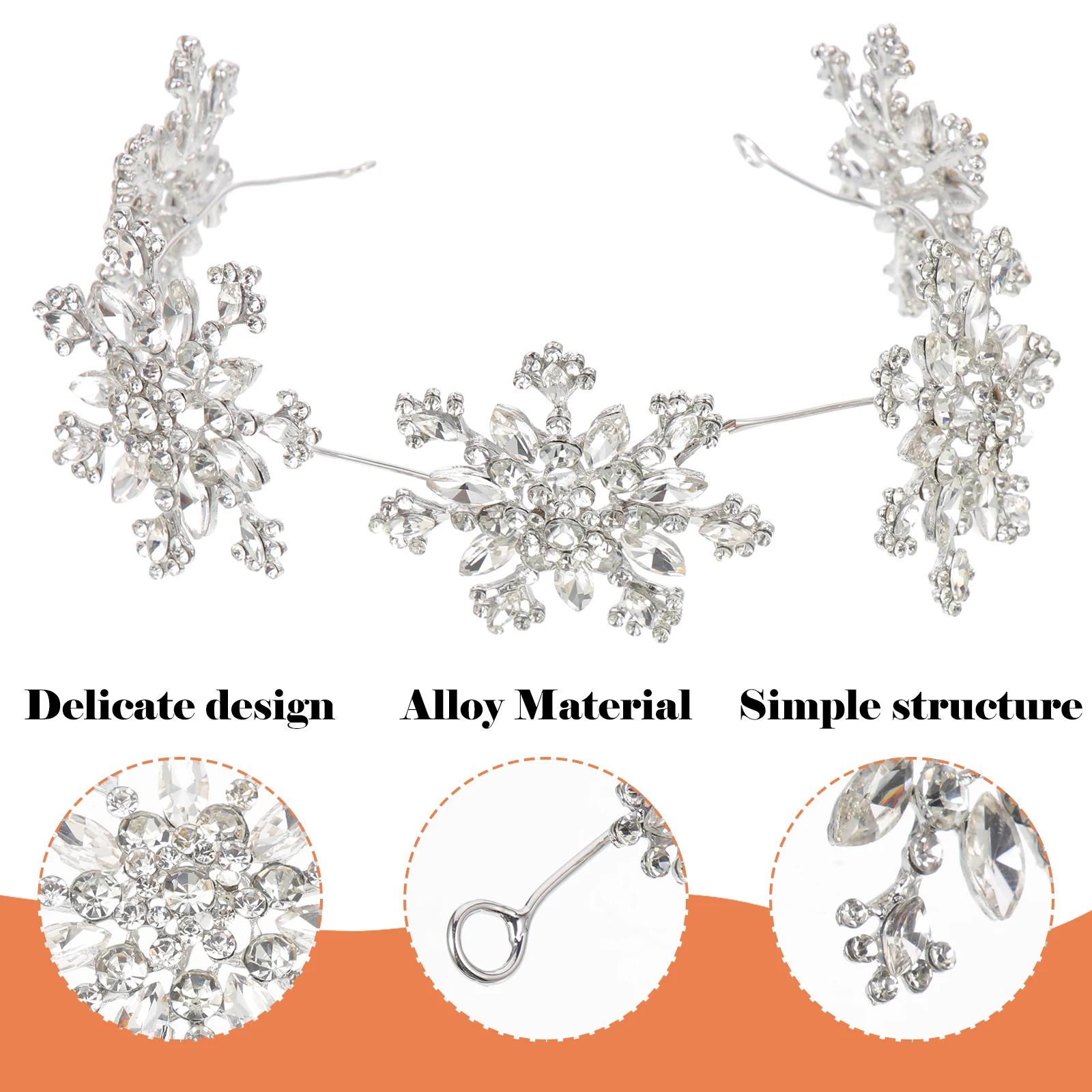 

Rhinestone Snowflake Headb Girls Shiny Alloy Women Bride Gifts Hair Accessories for Parties Shows Wedding Decorative