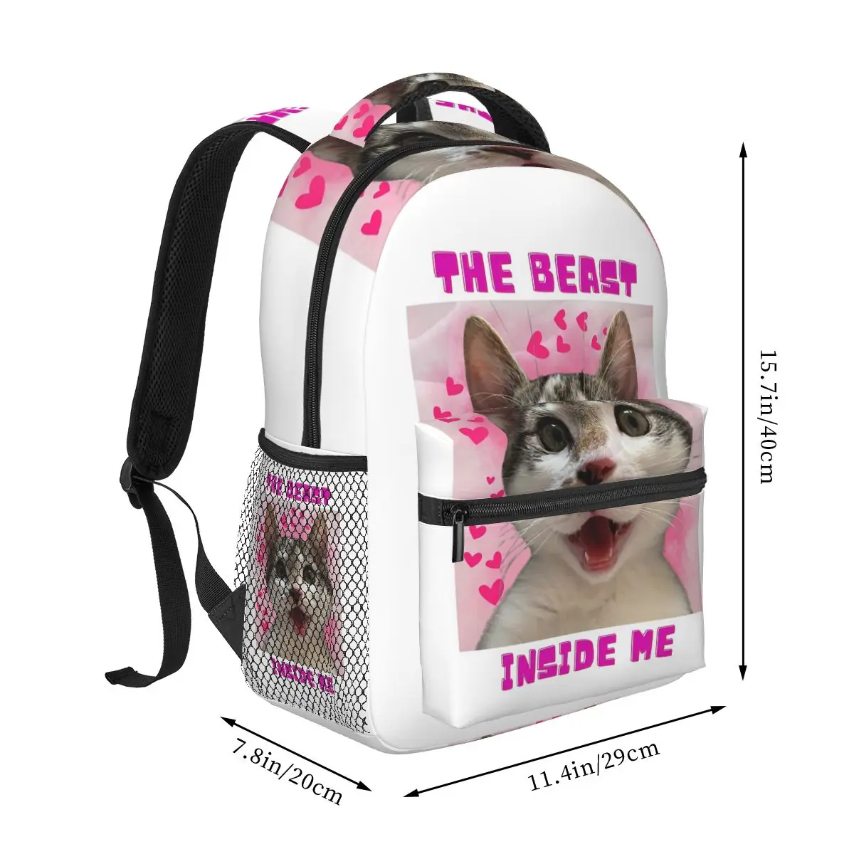 The Beast Inside Me Funny Cat Meme Backpack Student Boys Girls BookBag Children School Bag Computer Shoulder Bags for Men Women