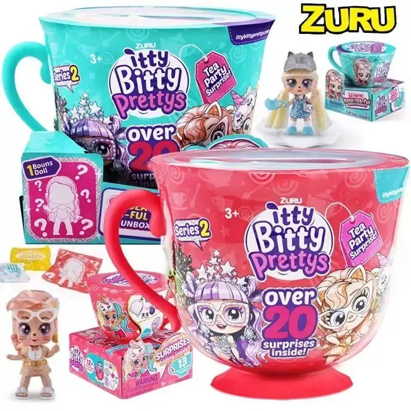 ZURU Itty Bitty Prettys Aidi Betty Tea Talk trompete festa de chá da tarde surpresa boneca caixa cega brinquedo de casinha de brincar para meninas