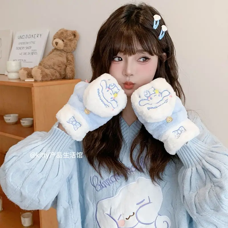 سانريو Kawaii قفاز مرحبا كيتي قفاز الكرتون الدفء قفازات الاصبع طالب في الهواء الطلق مكتب عامل الدراجات الشتاء نمط قفاز #2