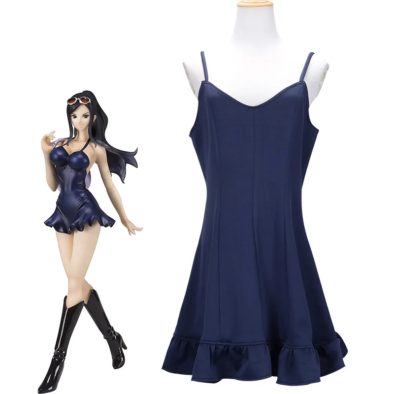 Anime Nico Robin Miss AllSunday cosplay costume Pirate Hunter sexy female blue camisole dress