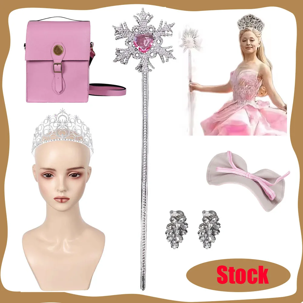 Fancy Witch Glinda Crown Stick For Women Movie Wicked Cosplay Costume Accessories Adult Woman Roleplay Hair Band Woman Props