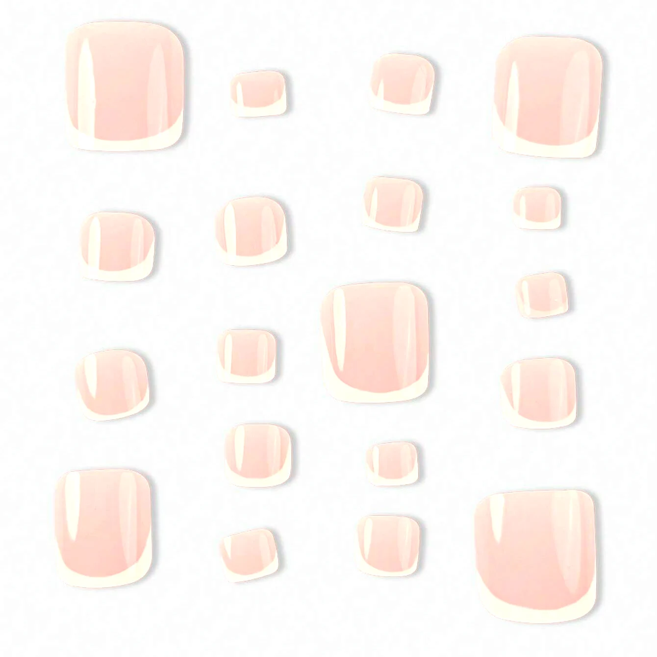 24pcs French Fake Toenails Pink Gradient Full Cover Short Square Toe Nails Foot Nails Tips for Women Girls
