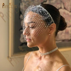 JM22 Bridal Birdcage Veil Charming Wedding Veil Rhinestone Headband Veils for Bridal Fascinator Bride Headpiece Women's Hat
