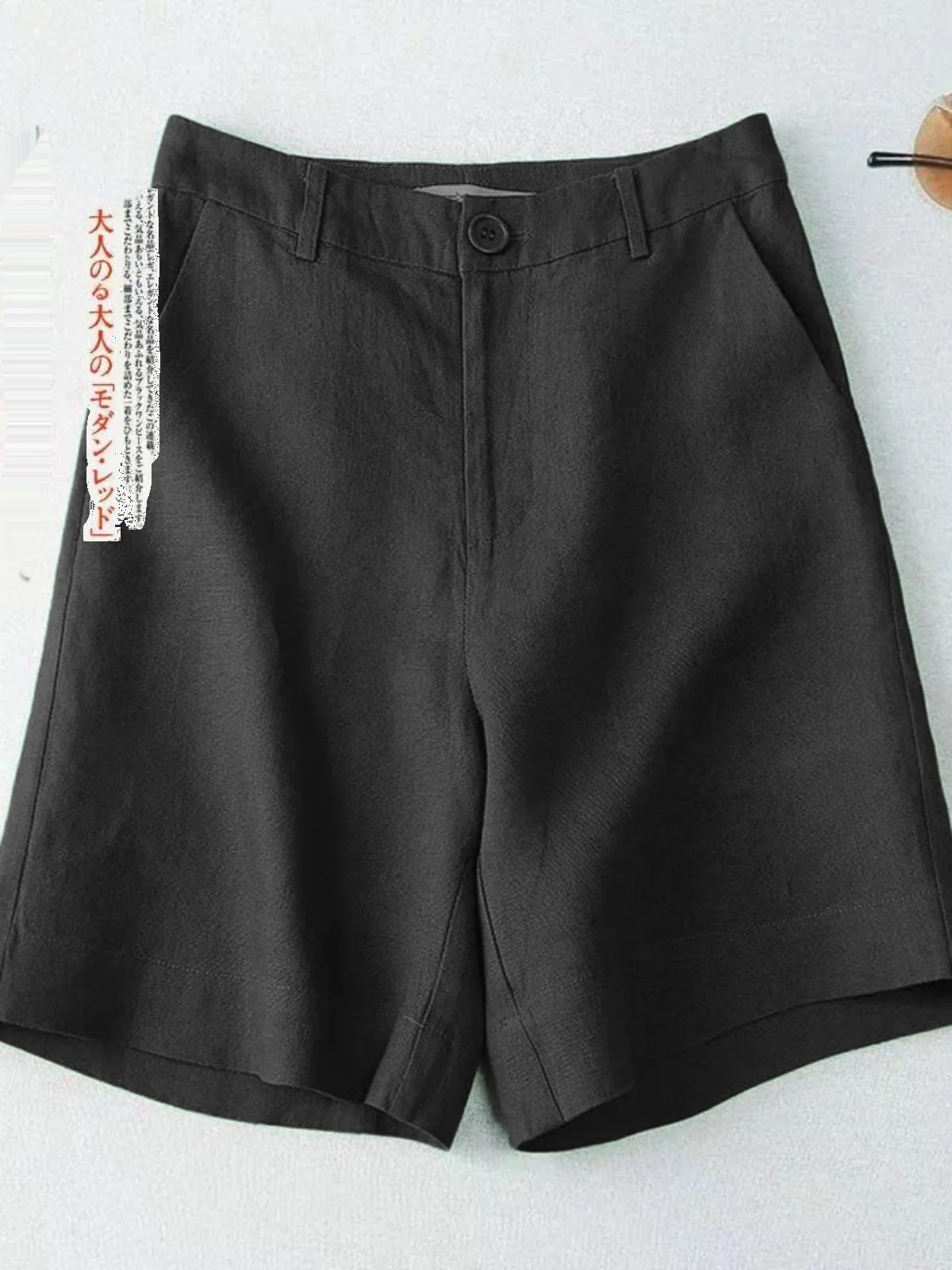 Plones cortos informs de cintura alta y pierna ancha para mujer, estilo urbano, moda de verano, detalle de bolsillo co...