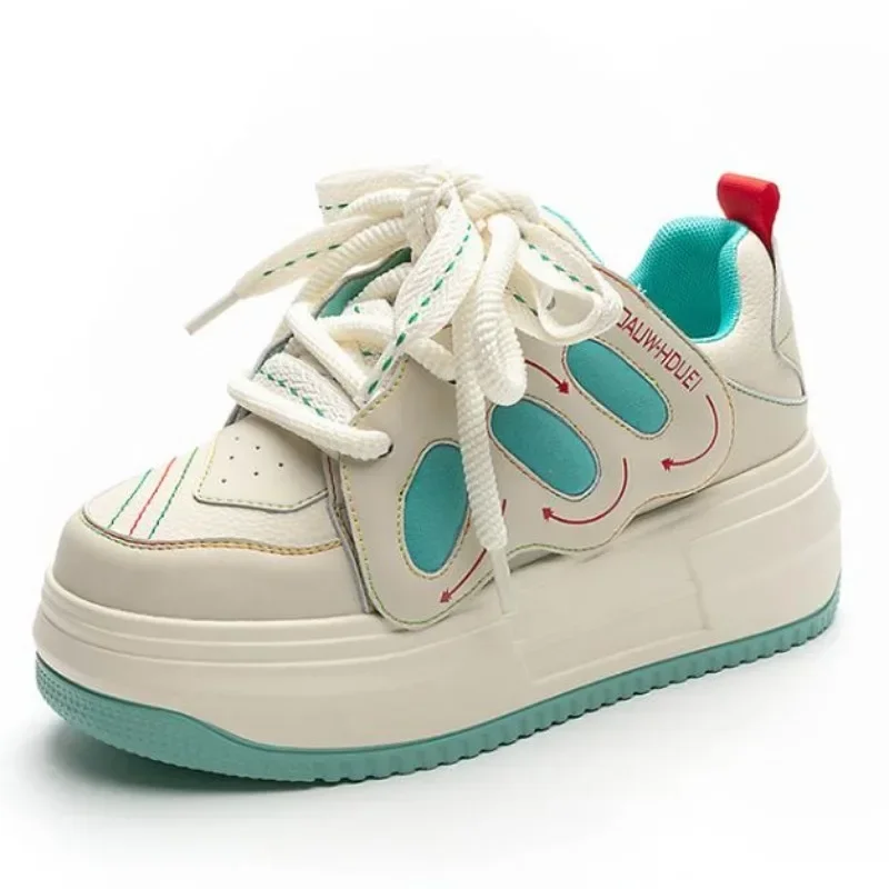 

Милые женские весенние повседневные кроссовки из натуральной кожи высокого бренда на платформе и танкетке высокого бренда, осенние женские туфли на скрытом каблуке