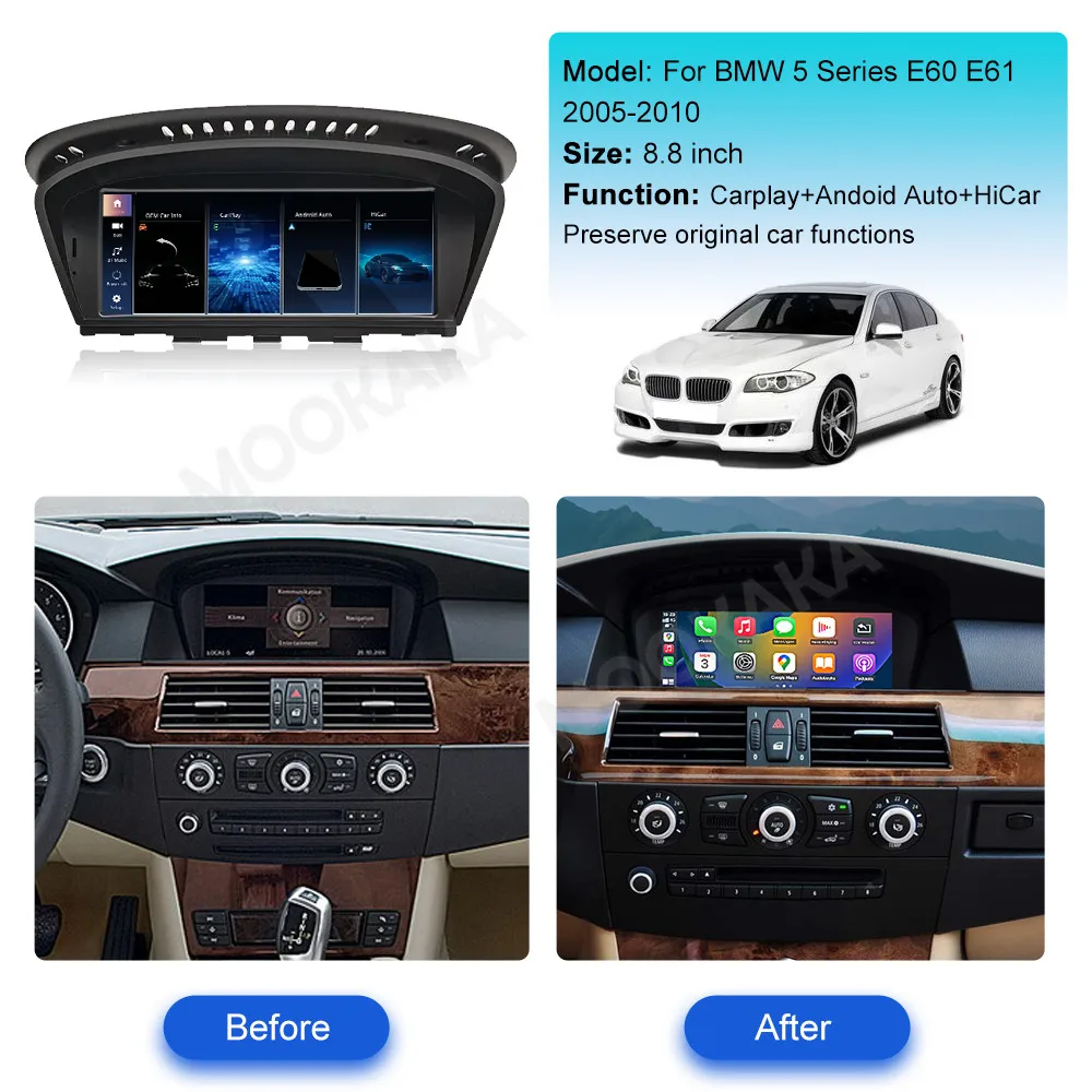 12.3 Inch For BMW 5 Series E60 2005-2010 Car Radio Multimedia Player Carplay Multimedia Player Car GPS Navigation Auto Stereo