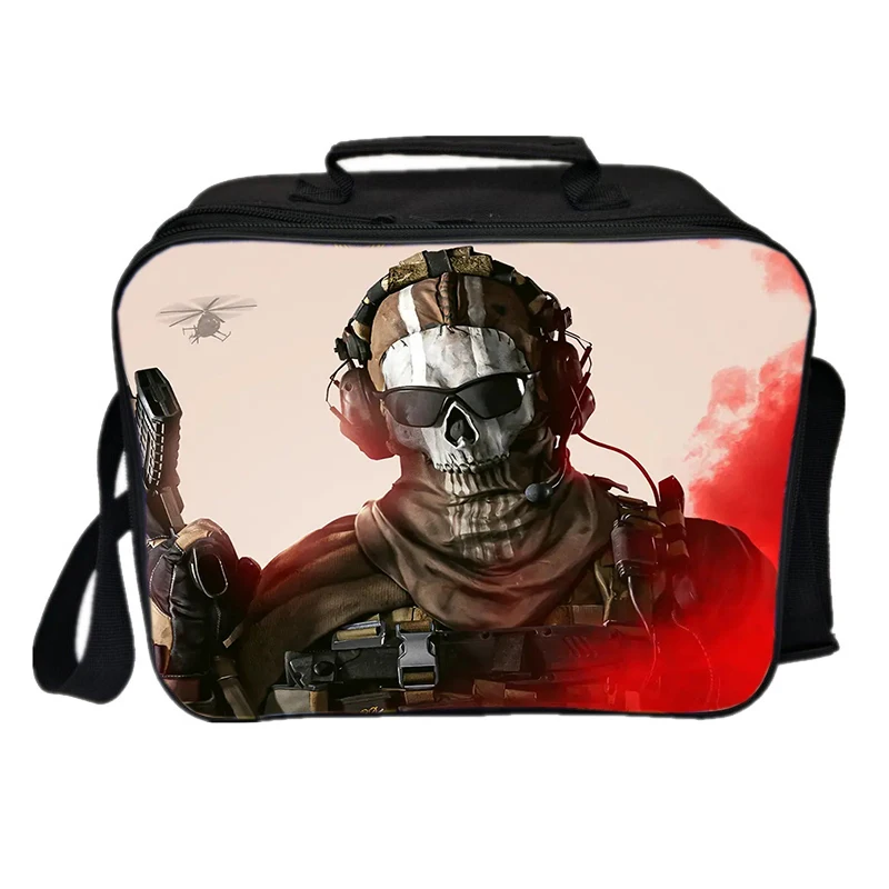 Call of Duty Warzone Lunch Box Picnic Travel Portable Food Storage Thermal Food Bag Handle Insulation Lunch Bag for Students