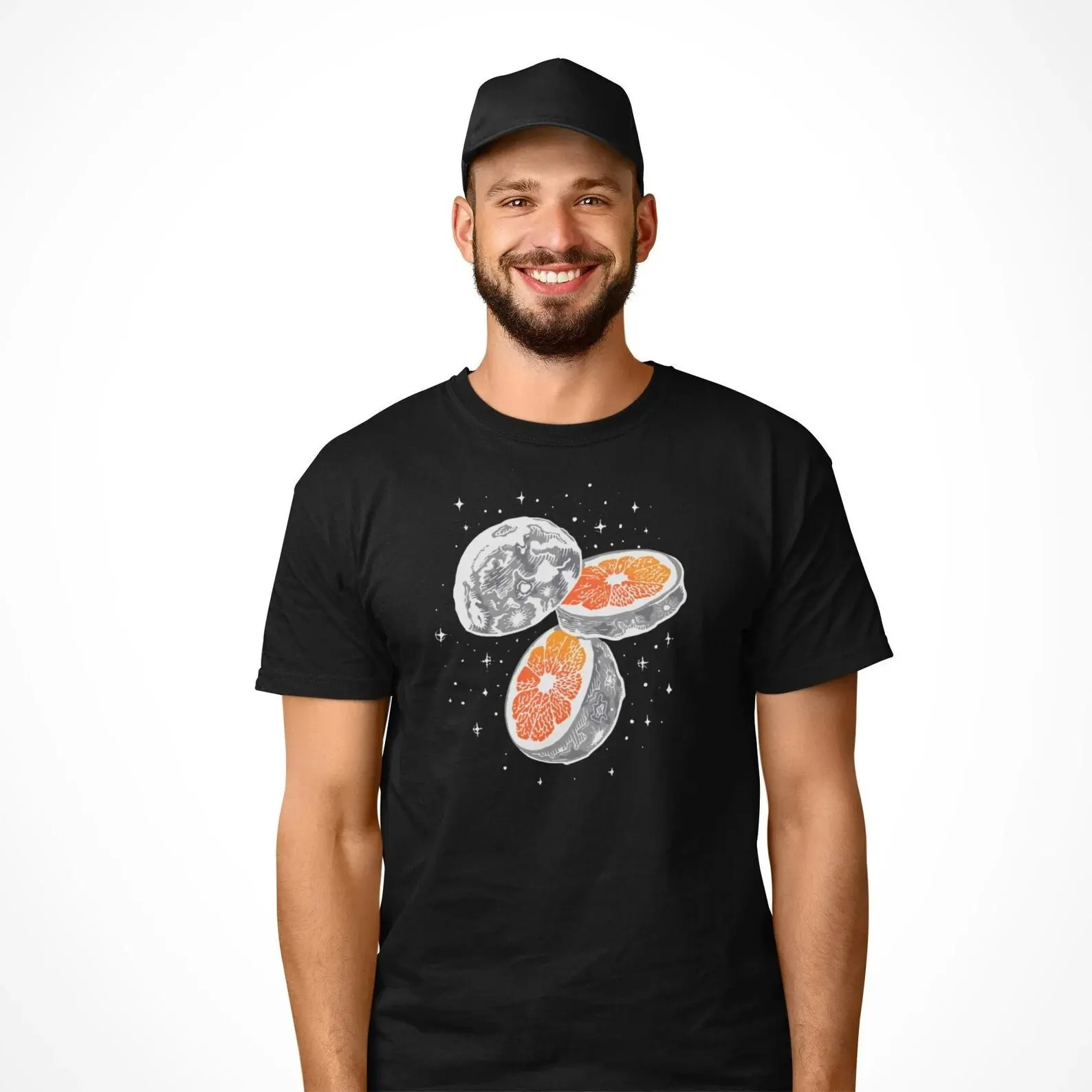 Orange Galaxy Men'S T Shirt Funny Moon Man Planet Birthday