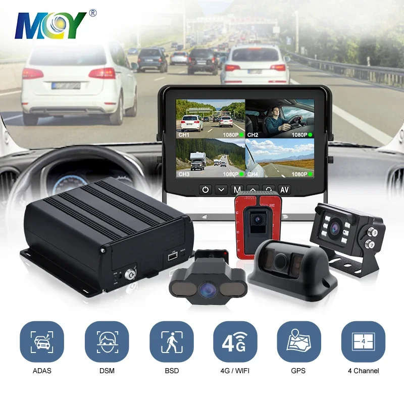 4 8 Channel AI MDVR Recorder Truck Bus Fleet Management System ADAS DSM DMS Fatigue Backup Reverse Camera Mobile DVR MDVR 4G GPS