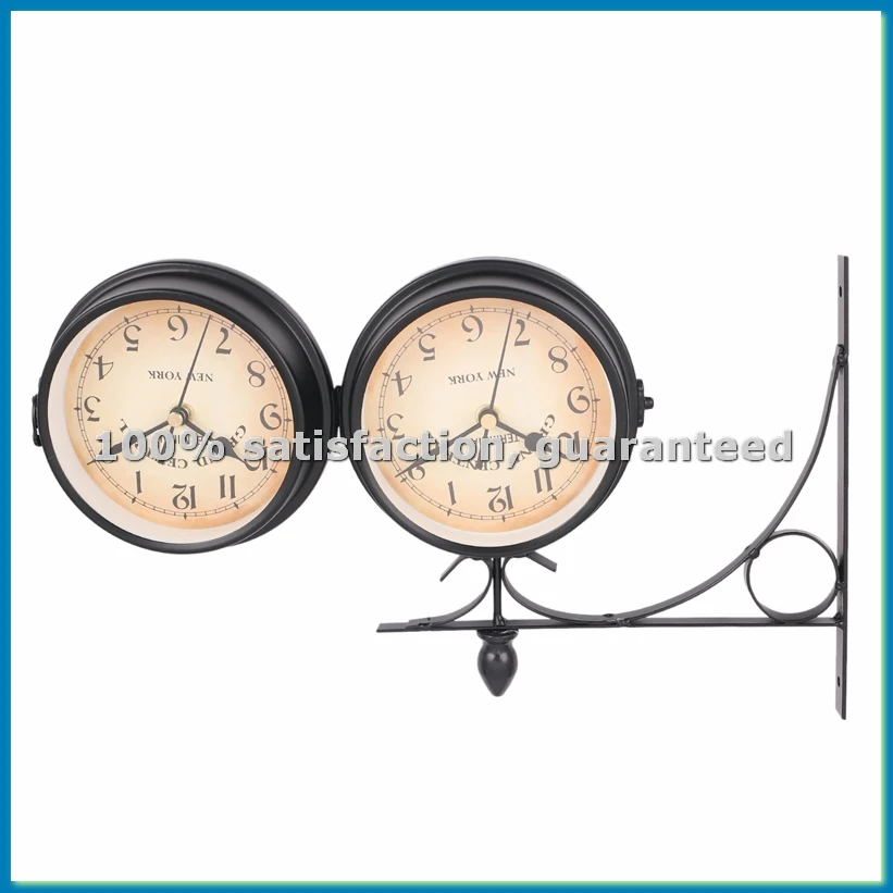 

Двусторонние настенные часы в европейском стиле, классические часы, монохромные-AT48