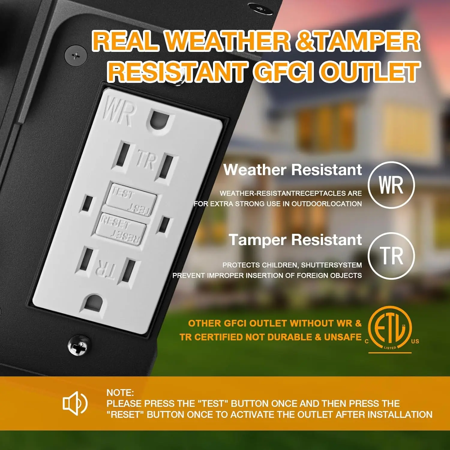 أضواء خارجية من الغسق إلى الفجر مع مقابس مدمجة، وأضواء خارجية من الألومنيوم مقاومة للماء والصدأ مع مقابس GFCI