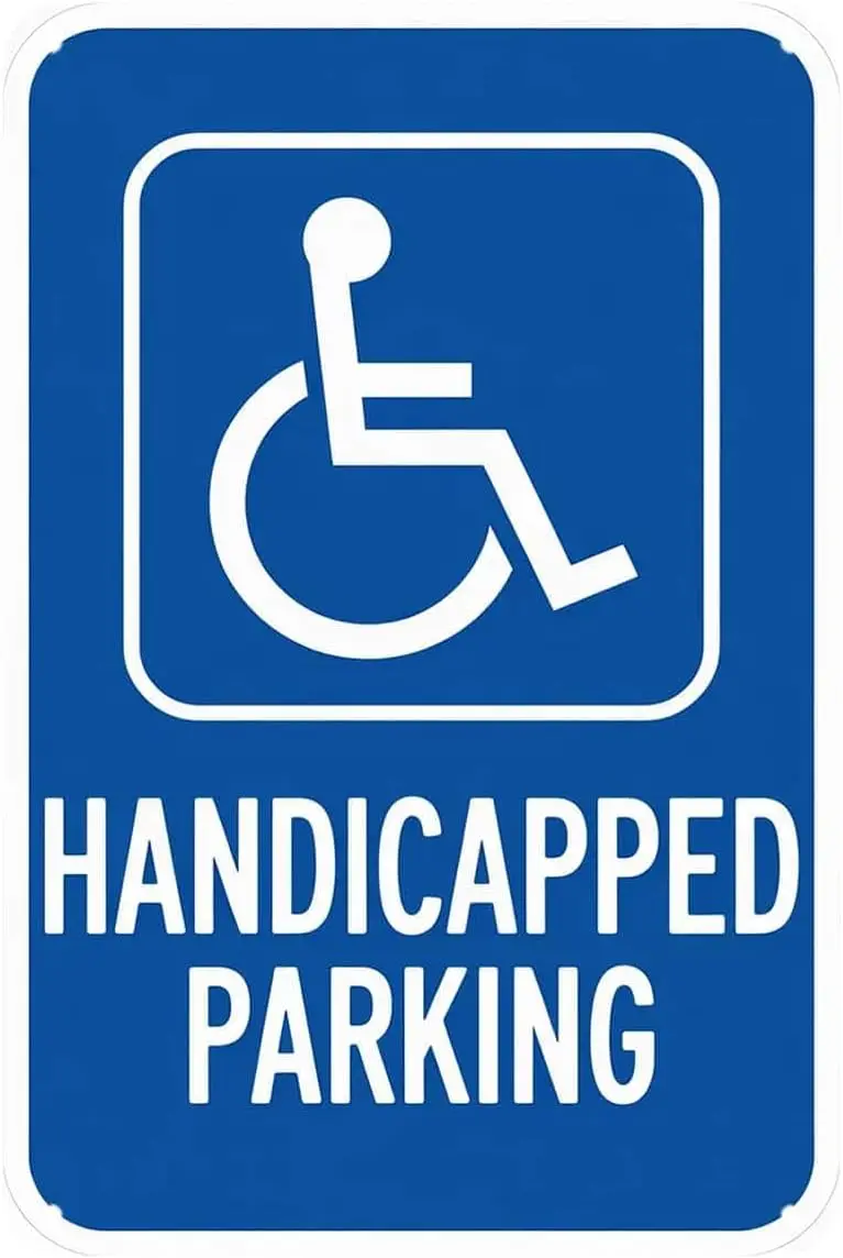 Accessible Parking Handicap Sign Tin Sign Blue Reserved Disability Parking Lot Vintage Metal Signs Wall Decor for Kitchen Bar Ca
