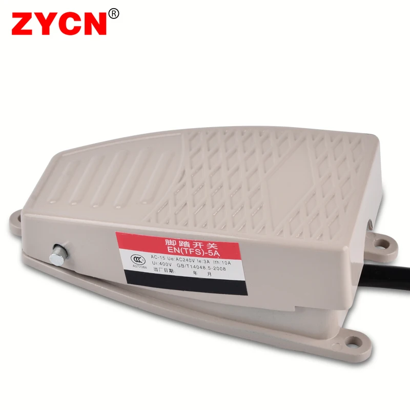 ZYCN-Interruptor de Pedal de pie de ENTFS-5A, controlador de Motor de energía eléctrica momentáneo de Metal antideslizante, arranque automático con cable de 10/20CM y 220V