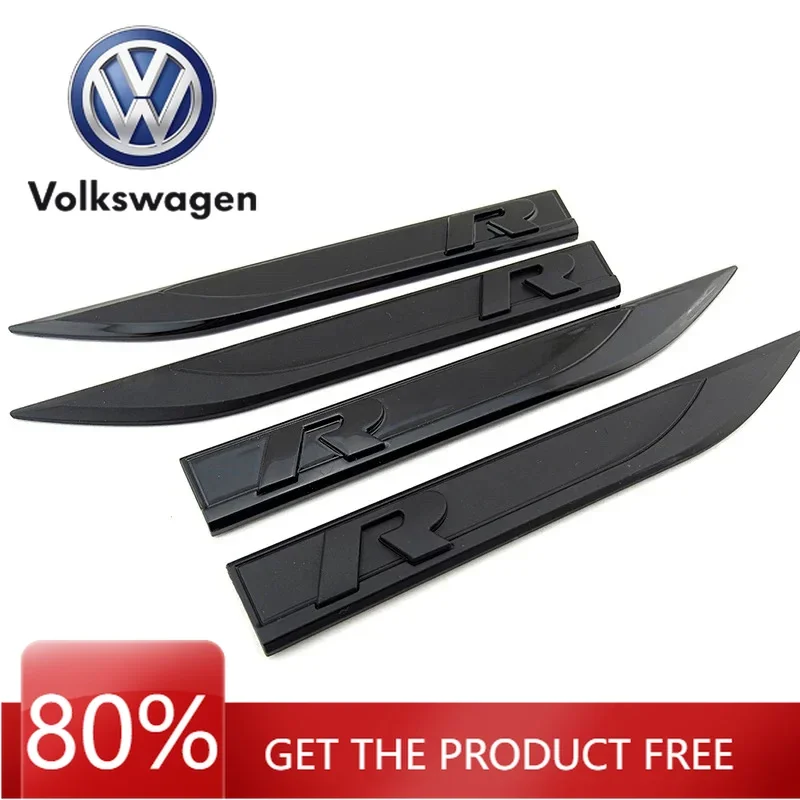 

Для VW Volkswagen Jetta MK5 Golf (набор из 2 шт.) Pinalloy, полностью черные наклейки из АБС-пластика, эмблема боковой маркировки лезвия с надписью R