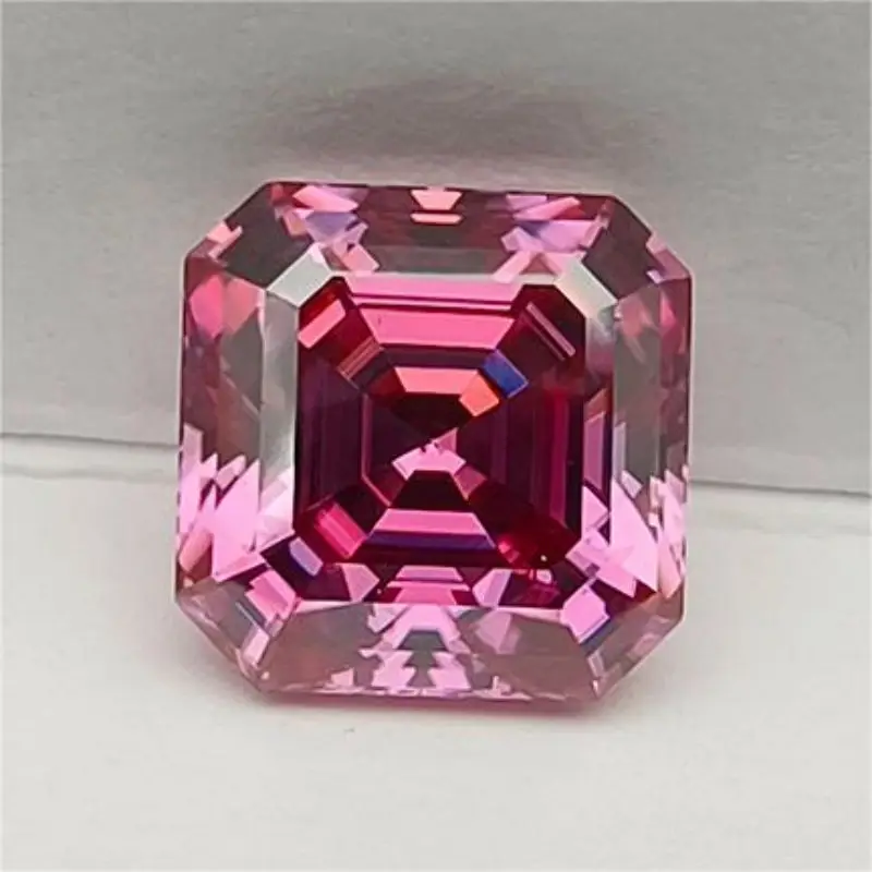 

Moissanite Stone Pink Color Asscher Cut Advanced Jewelry Material Pass Diamond Tester for jewel making with GRA Certificate