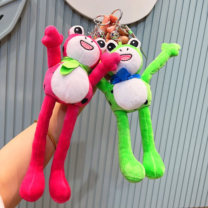 new Boutique Soft Funny Can be pulled frog cute pendant Depressurized keychain  cartoon decorate birthday gift