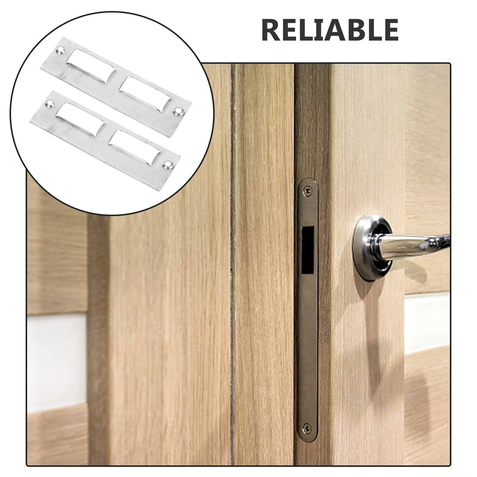 

2 Sets Lock Accessories Security Strike Plate Reinforcement Metal Latch Plates for Interior Doors Durable Iron Front Door Kick
