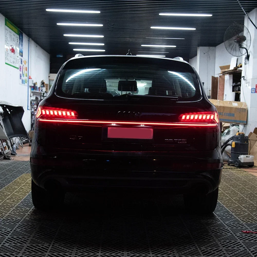Car Taillights For Q7 2006-2015 Upgrade 2023 LED Auto Rear Back Lamps Assembly Through Dynamic Flowing Light Rear Tail Lamp